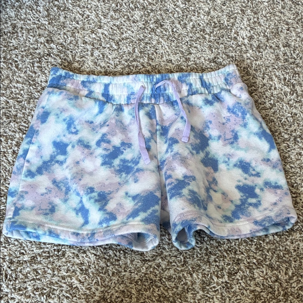 Kensie Girl Blue and White Athletic Shorts with Elastic Waistband